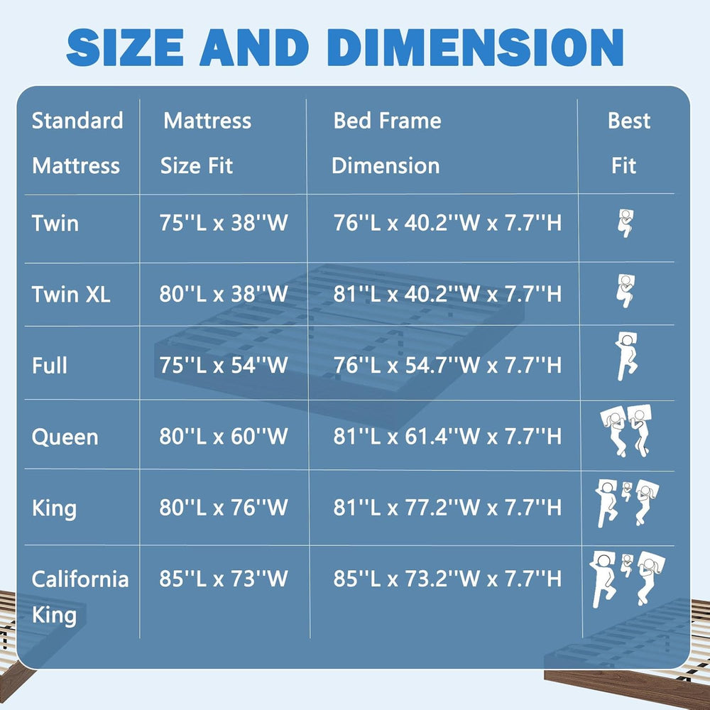 GarveeHome Wood Platform Bed Frame, Queen Bed Frame Without Headboard