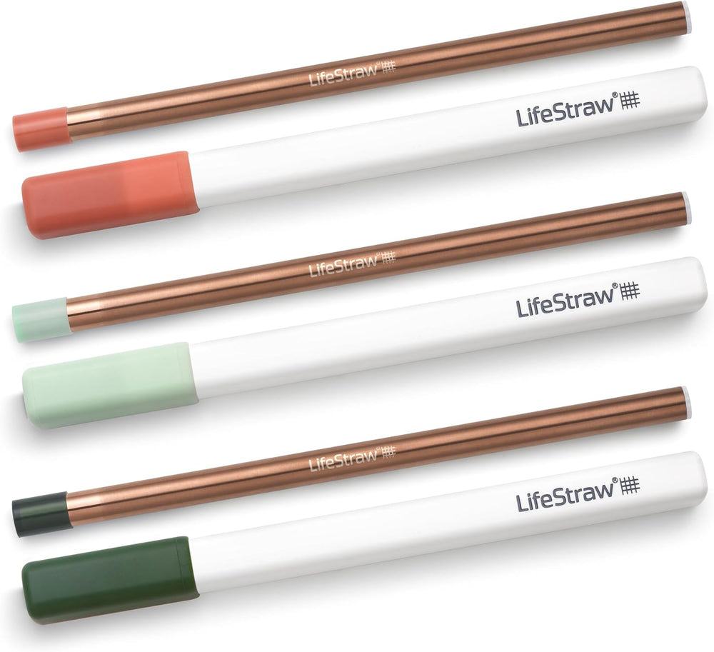 LifeStraw Sip Filter Straw with 3 Carry Cases, Copper, 3PK