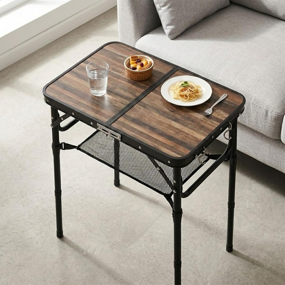 Folding TV Dinner Tray Table, Adjustable Height Sofa Snack Table