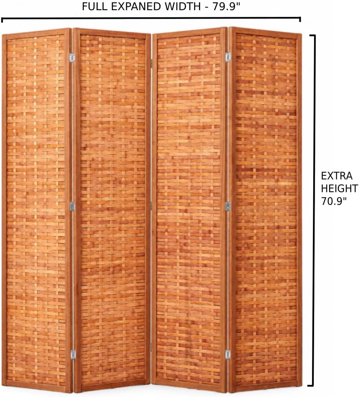 JOSTYLE Bamboo Room Divider, 4-Panel Folding Privacy Screen, 6ft Tall