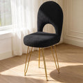 Foldable Vanity Stool with Backrest Ottoman Makeup Chair with Gold Legs