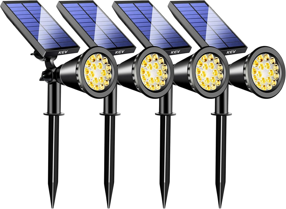 KEV 800LM Solar Spot Lights Outdoor Waterproof,Warm White,4‑Pack