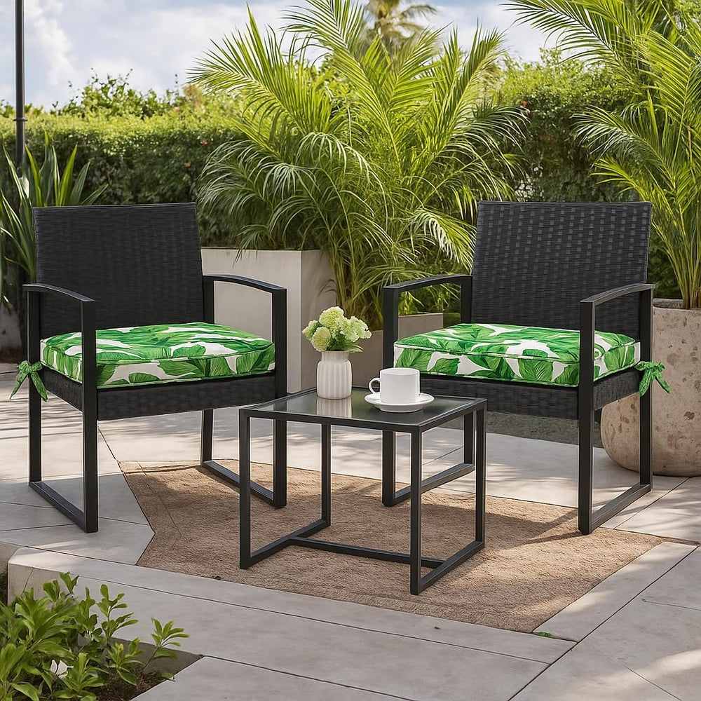 19x19x3 Inch Outdoor Square Corner Chair Cushions with Ties Set of 2, Water &...