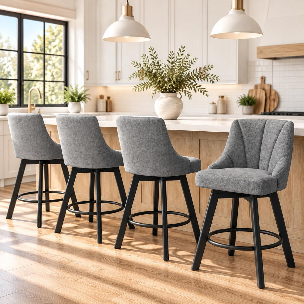 YaFiti 24" Swivel Counter Height Bar Stools Set of 3, Dark Gray