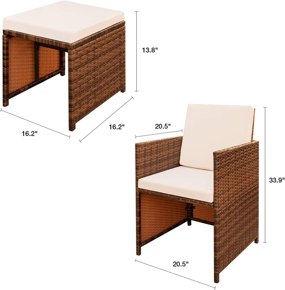 Devoko 4 Pieces Patio Wicker Furniture Set Outdoor Patio Chairs with Ottomans...