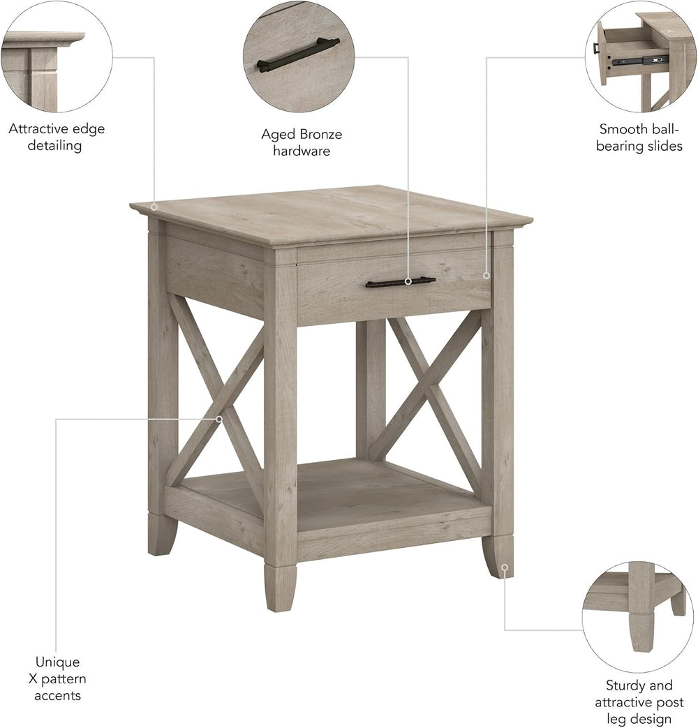Bush Home End Table with Drawer, Nightstand with Storage, Living Room and Bed...