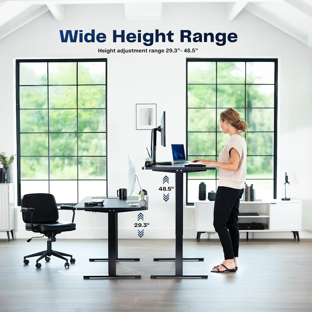 VIVO Electric Standing Desk, Solid 1-Piece 60" x 24" Black Top