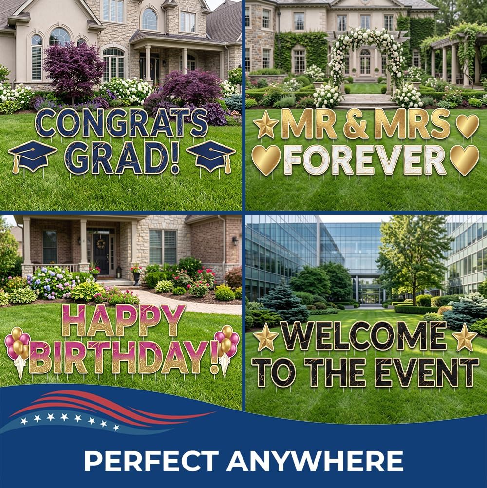 DC Custom Yard Signs with Stakes 18"/24" Personal Yard Letters Made...
