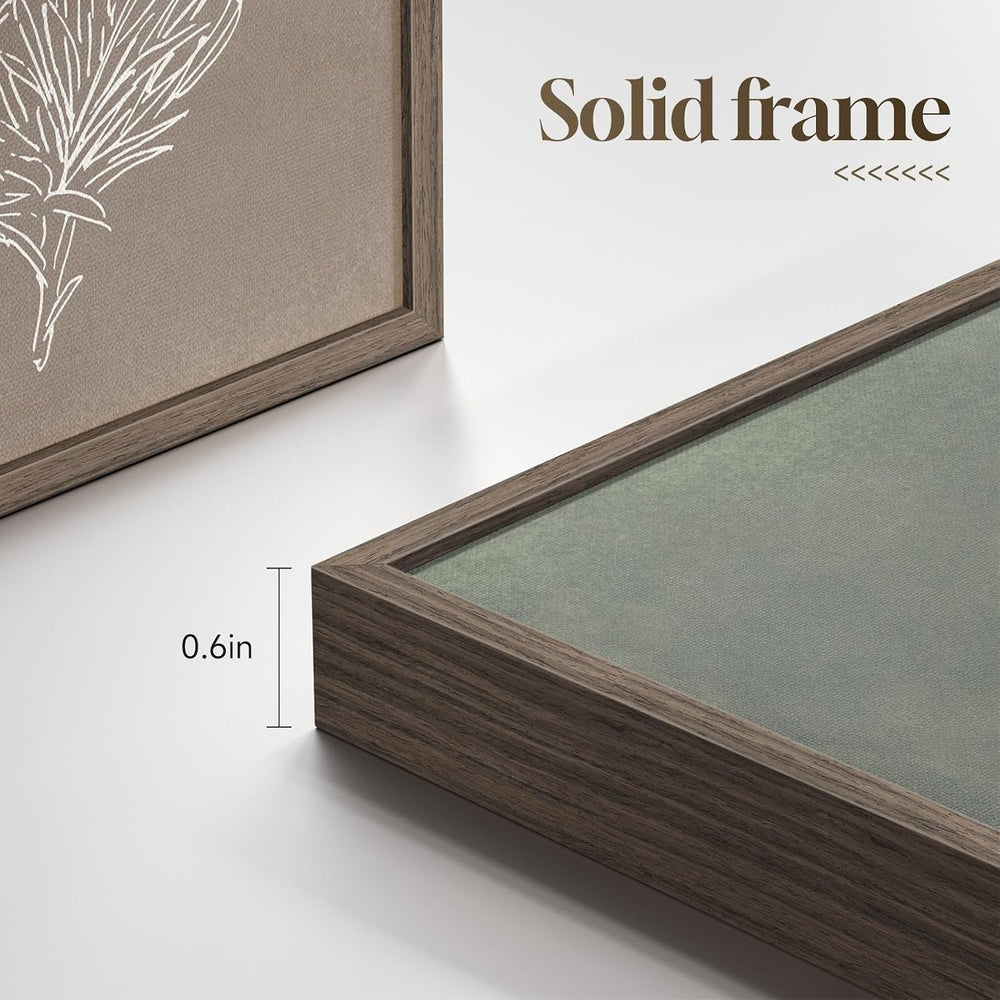 Framed Boho Neutral Botanical Floral Wall Art for Bathroom, 4 Piece 8x10 In