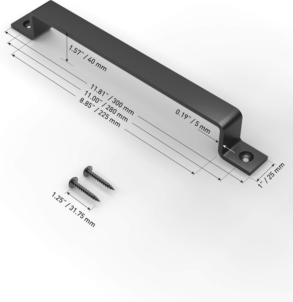 2 Pack 12" Straight Bar Barn Door Handle, Matte Black Gate Pull