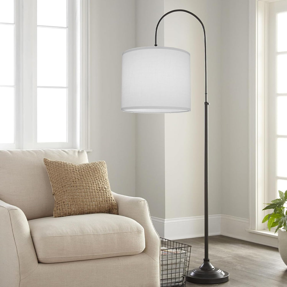 White Lamp Shade, Large Drum Lampshade 13" Top x 13" Bottom x 11&qu...