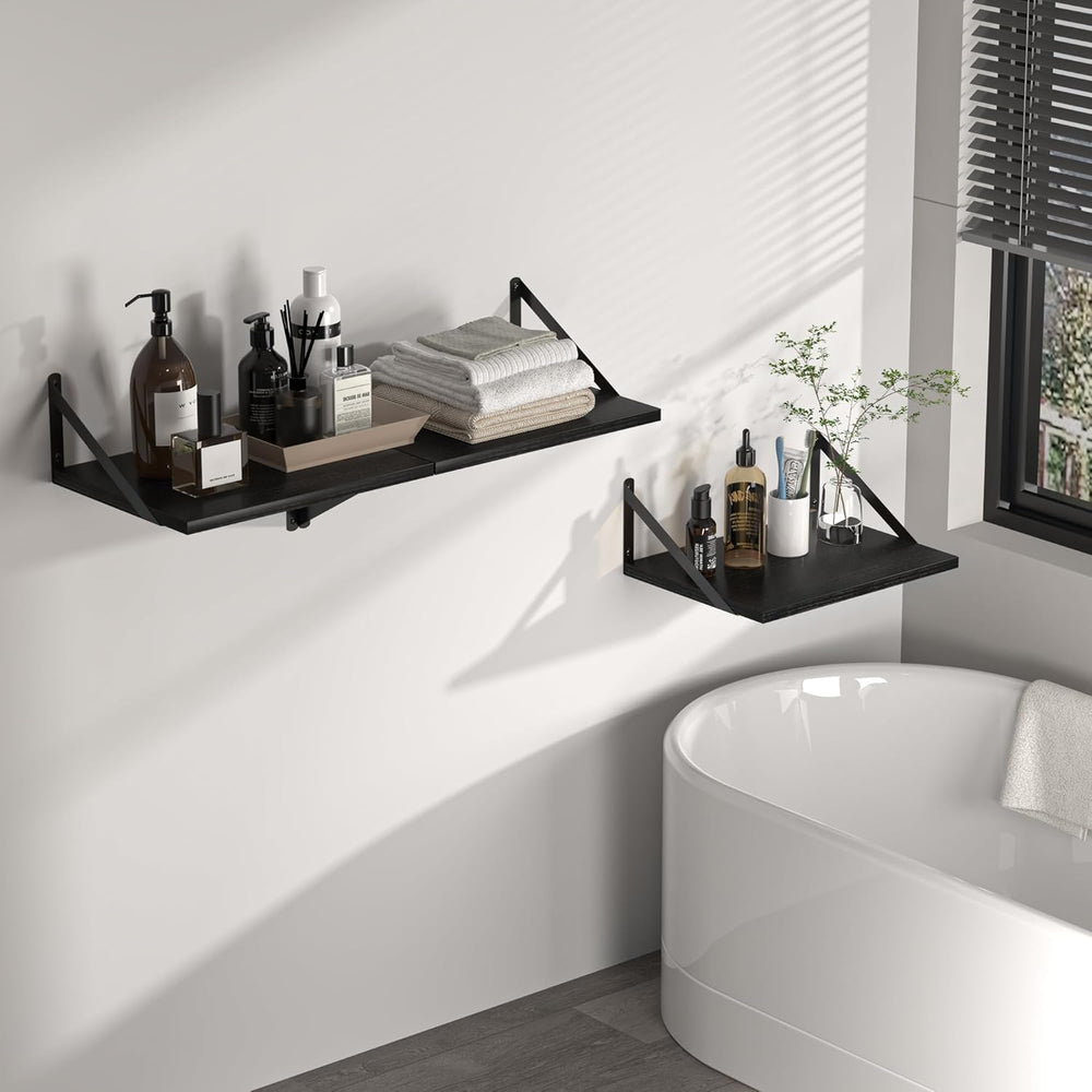 Heimlove 16W x 12D Deep Floating Shelves Set of 2 Black