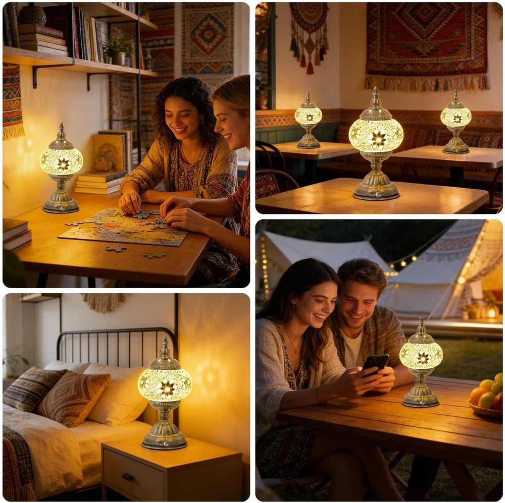 Portable Rechargeable Turkish Bronze Base Table Lamp, 6000mAh