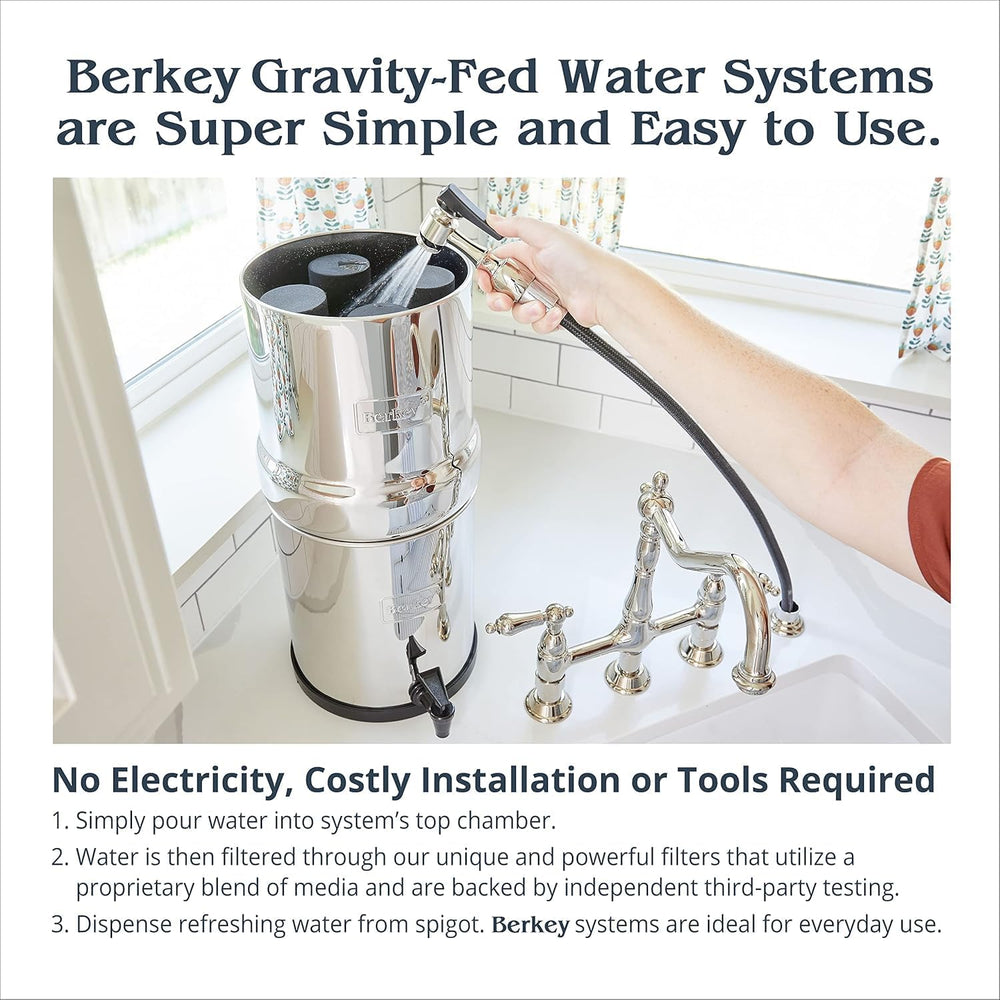 Big Berkey 2.25 Gal Gravity Water Filter System with BB9-2 Filters