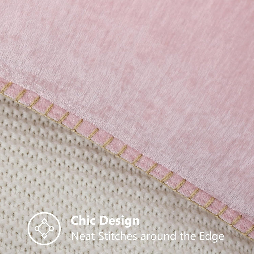 decorUhome Soft Chenille Throw Pillow Covers 24x24 Set of 2 Blush Pink