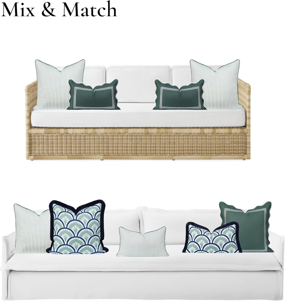 Hofdeco Premium Coastal Grandmillennial Patio Indoor Outdoor Throw Pillow Cov...
