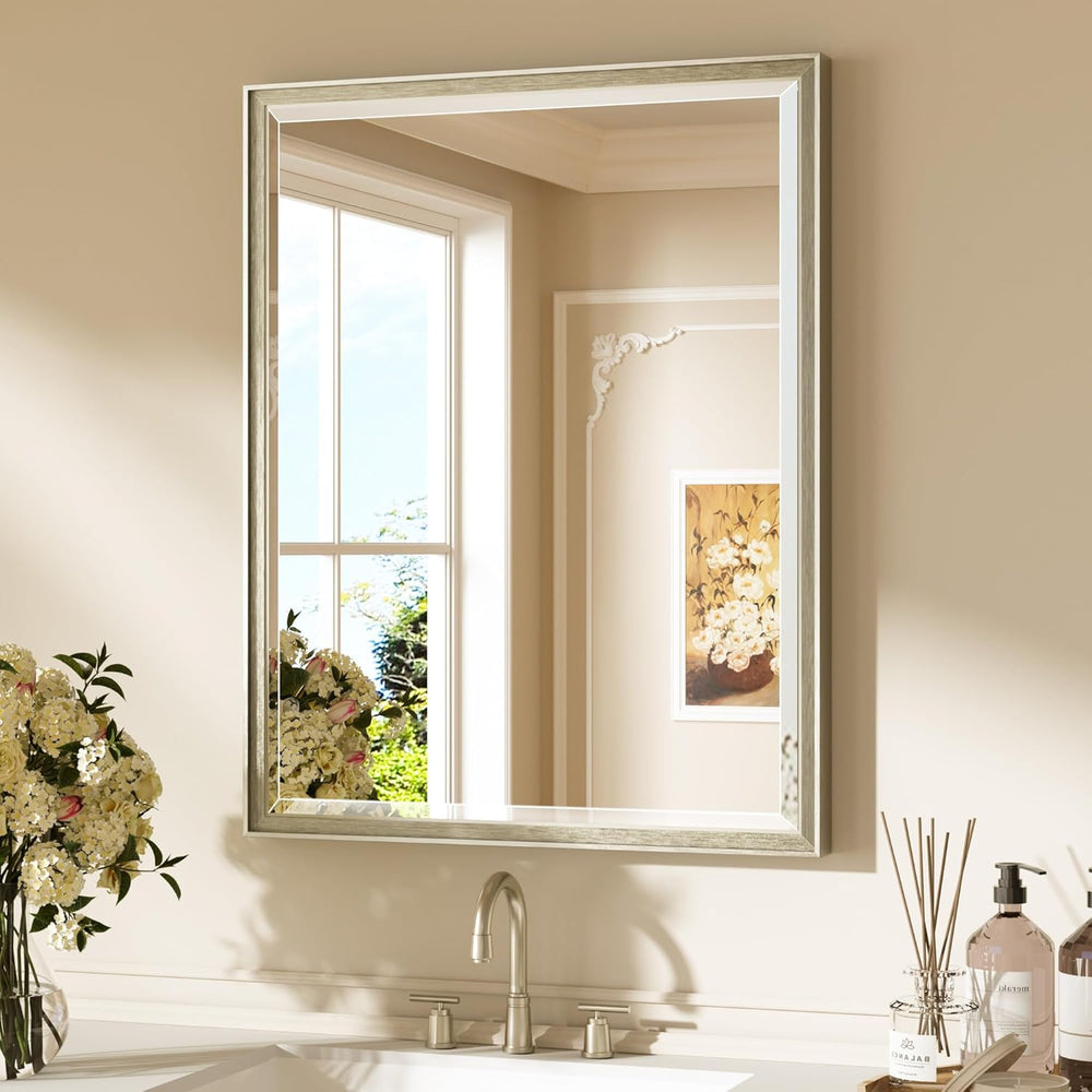 Keonjinn Brushed Nickel Bathroom Mirrors for Over Sink 24" x 30", R...