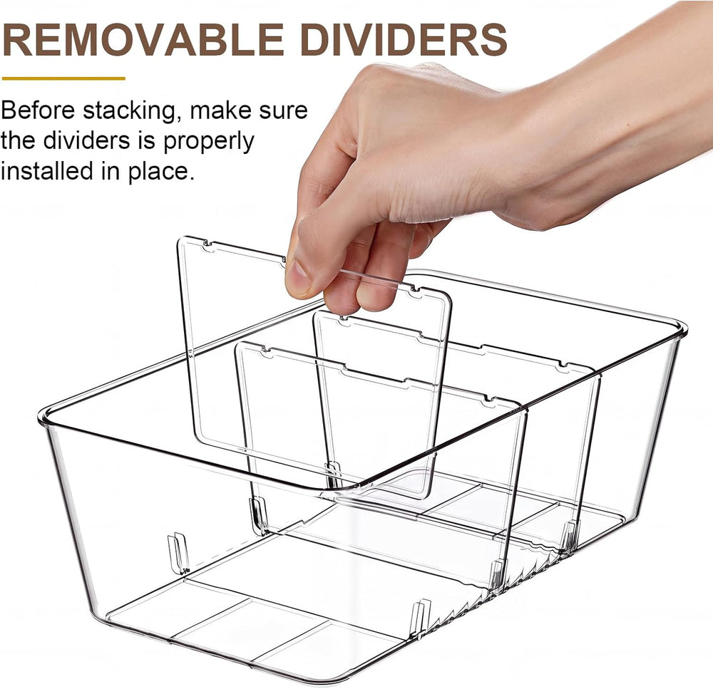 8 Pack Pantry Organization and Storage Bins with Removable Dividers
