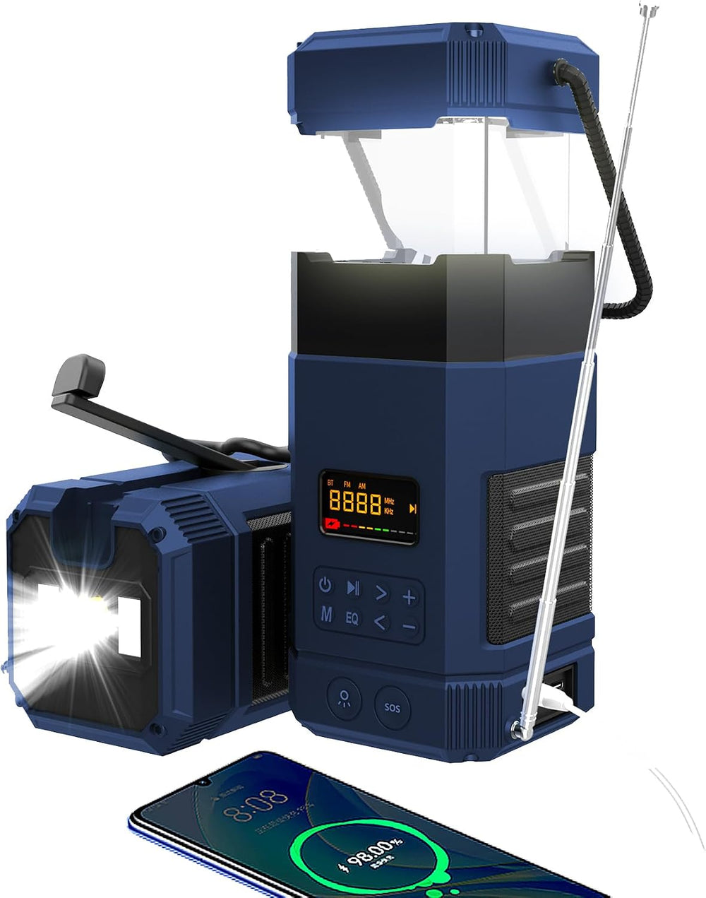 Libovgogo DF-585 Emergency LED Camping Lantern,IPX5 Waterproof Stereo Bluetoo...