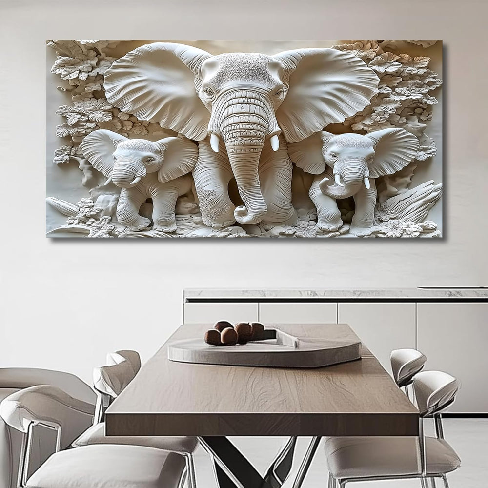 MooMel Large Framed Elephant Family Wall Art Canvas Wall Decor 79x40 Inch Abs...