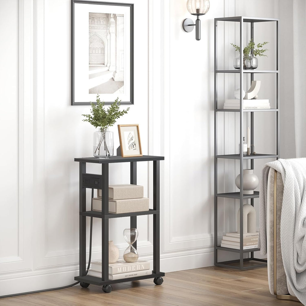 TUTOTAK Small Narrow Side Table, Set of 2 Skinny End Table