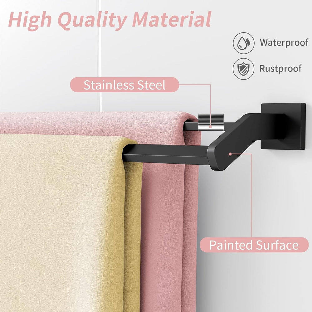 STWWO Double Towel Bar for Bathroom Wall Mounted, 32 Inch, Matte Black
