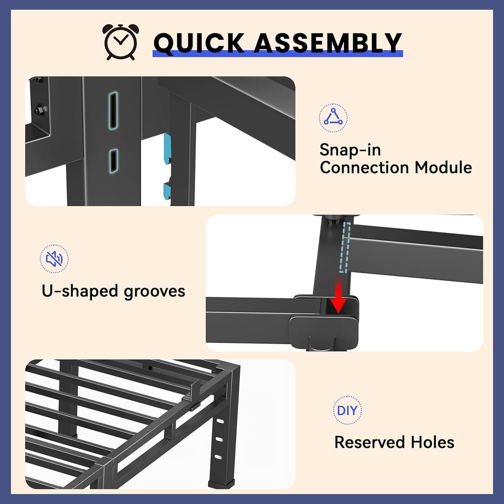 Bed Frame Queen Size 24 Inch Tall,Double Layer Heavy Duty Metal Platform