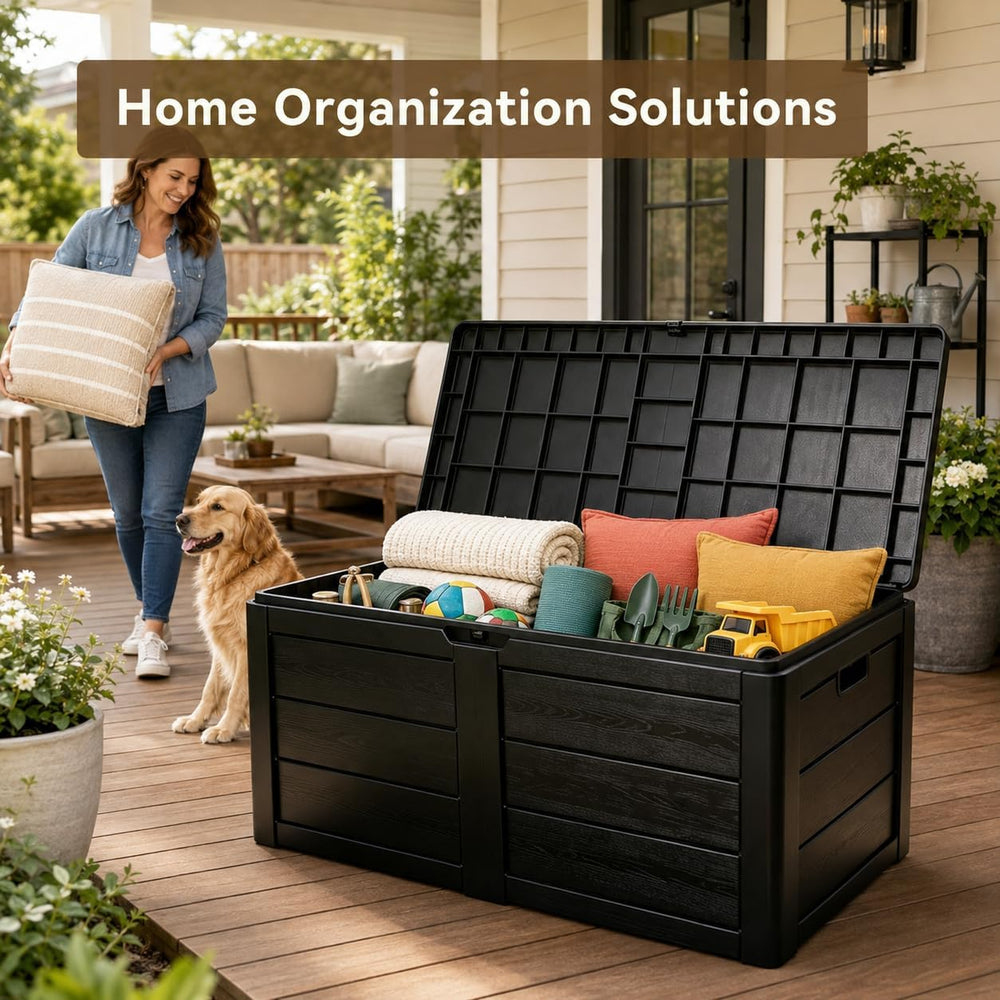 70 Gallon Deck Box, Outdoor Storage Box Waterproof, Patio Storage