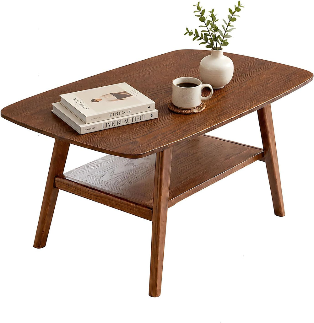 31.5" Walnut Small Coffee Table, Mid Century Modern