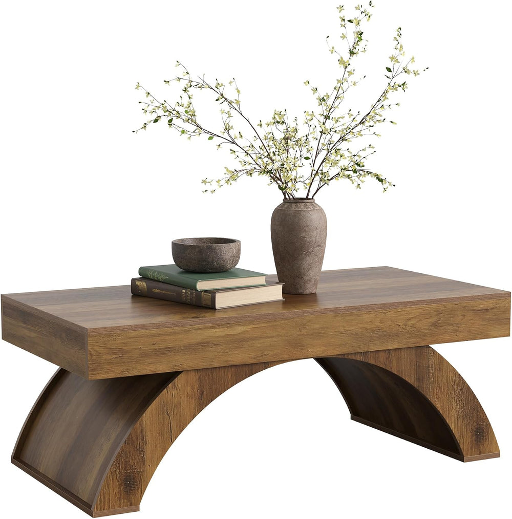 LITTLE TREE Modern Coffee Table, 47” Living Room Table, Rectangle Coffee Tabl...