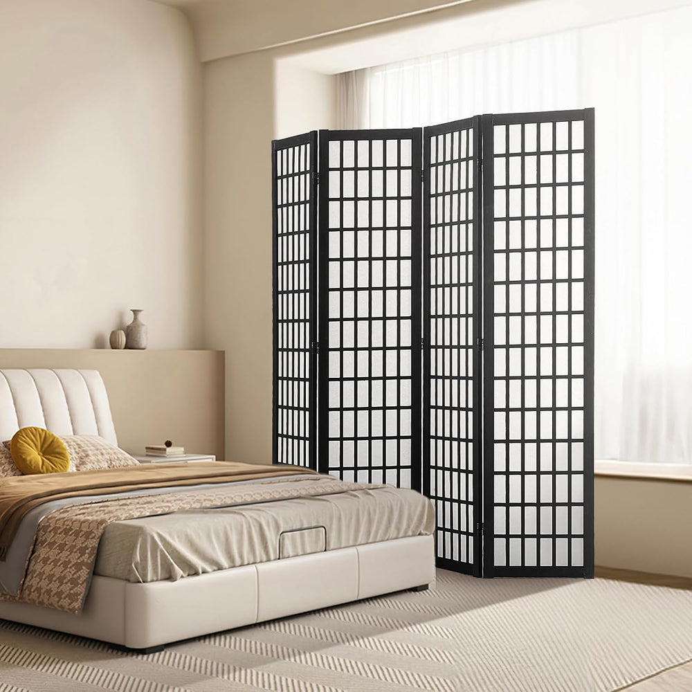 VEVOR Room Divider, 4 Panel Japanese Room Divider, Wood Folding Privacy Scree...