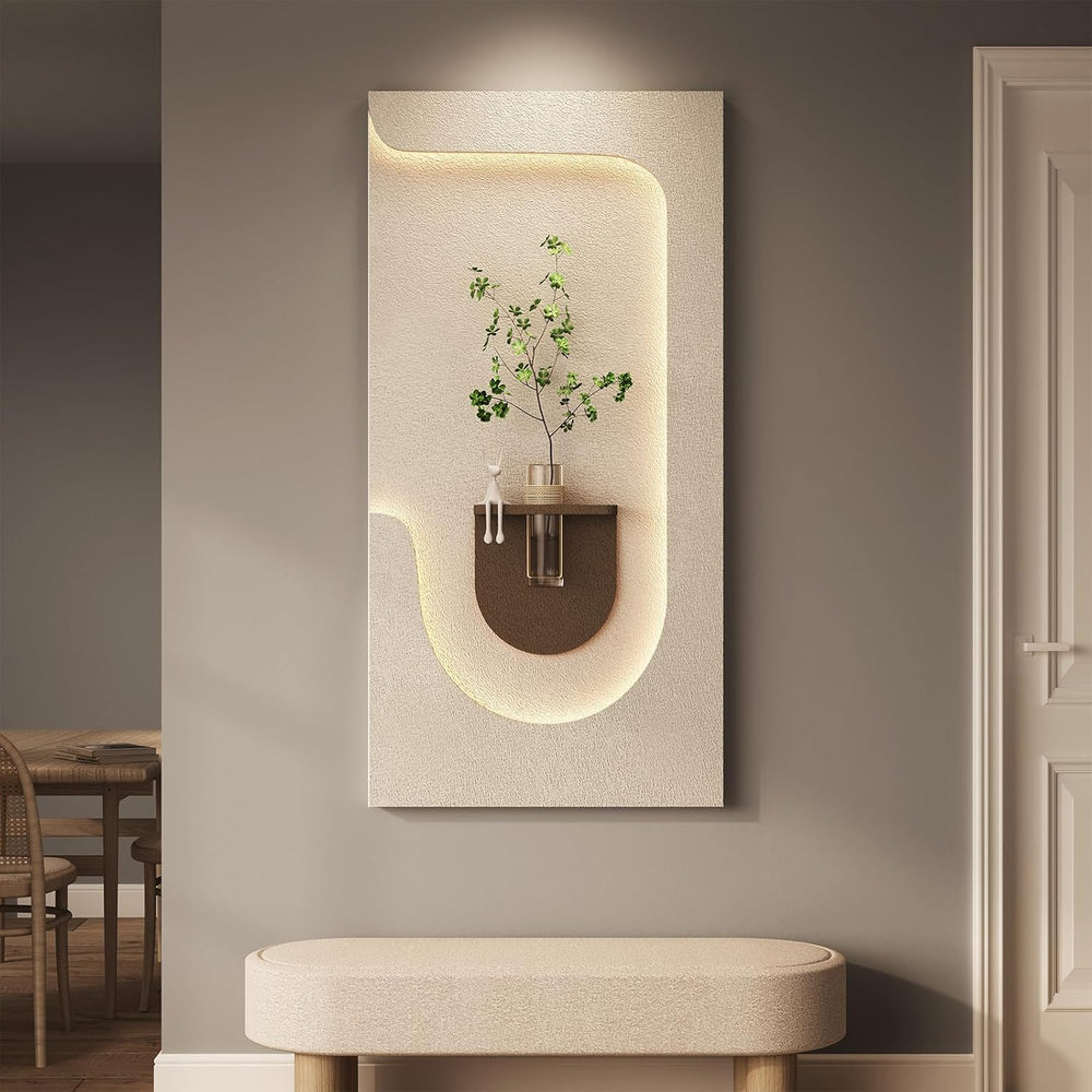 3D Textured LED Wall Art Decor for Living Room, Vertical Minimalist 30x60