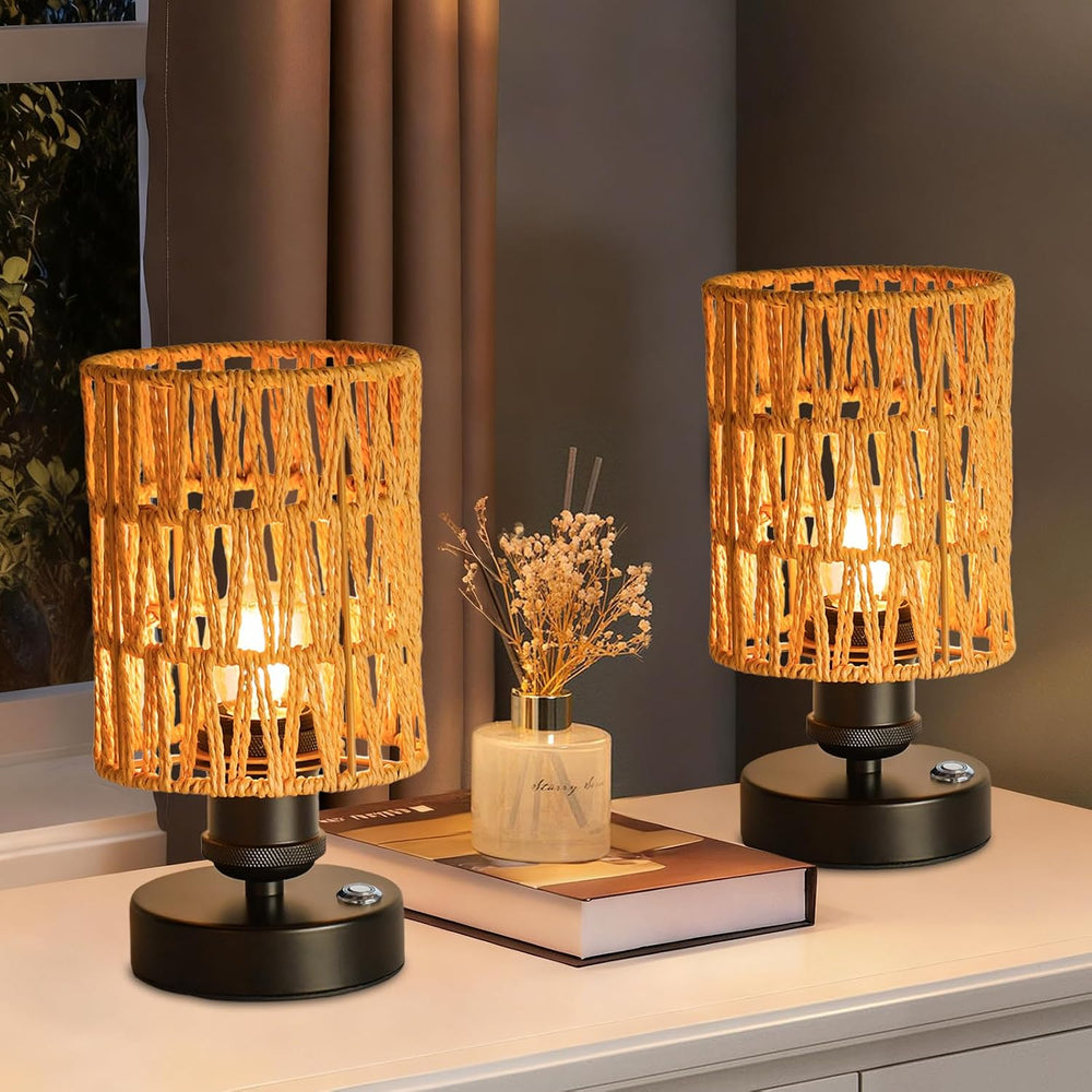 Wireless Table Lamp—2 Piece Beige,4000mAh Rechargeable Table Lamp