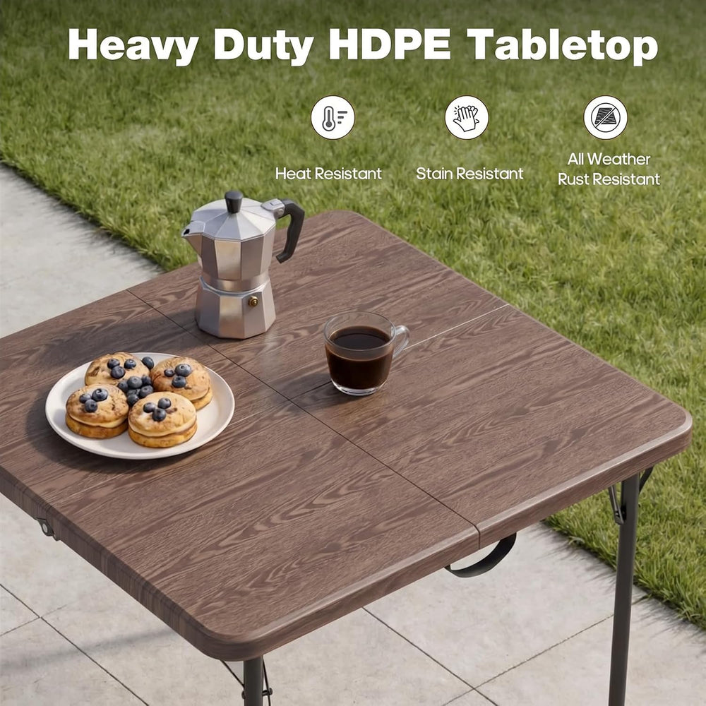 34" Square Folding Table for 4 Person, 330lbs Weight Capacity Foldable T...
