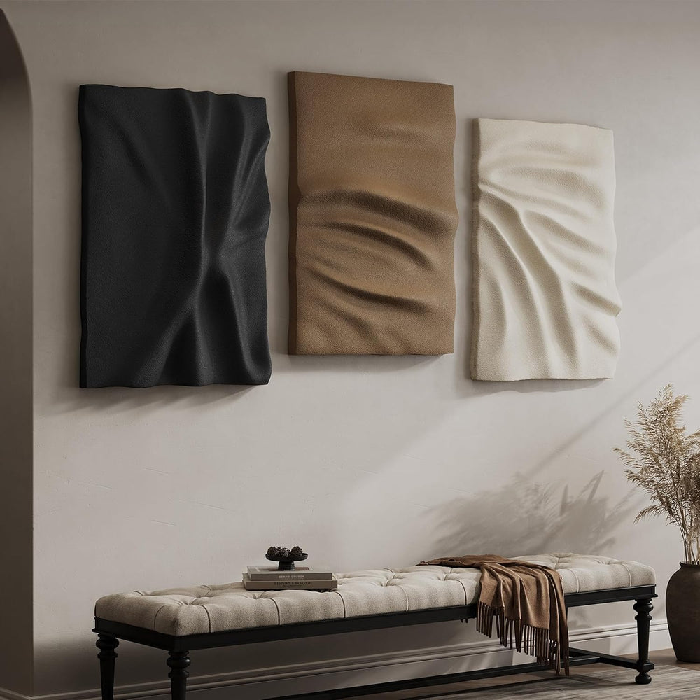 Large 3D Modern Abstract Textured Wall Art for Living Room, 3 Piece