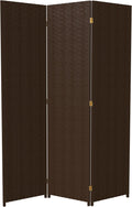 Red Lantern 6 ft. Tall Woven Fiber Room Divider, 3 Panels, Dark Mocha