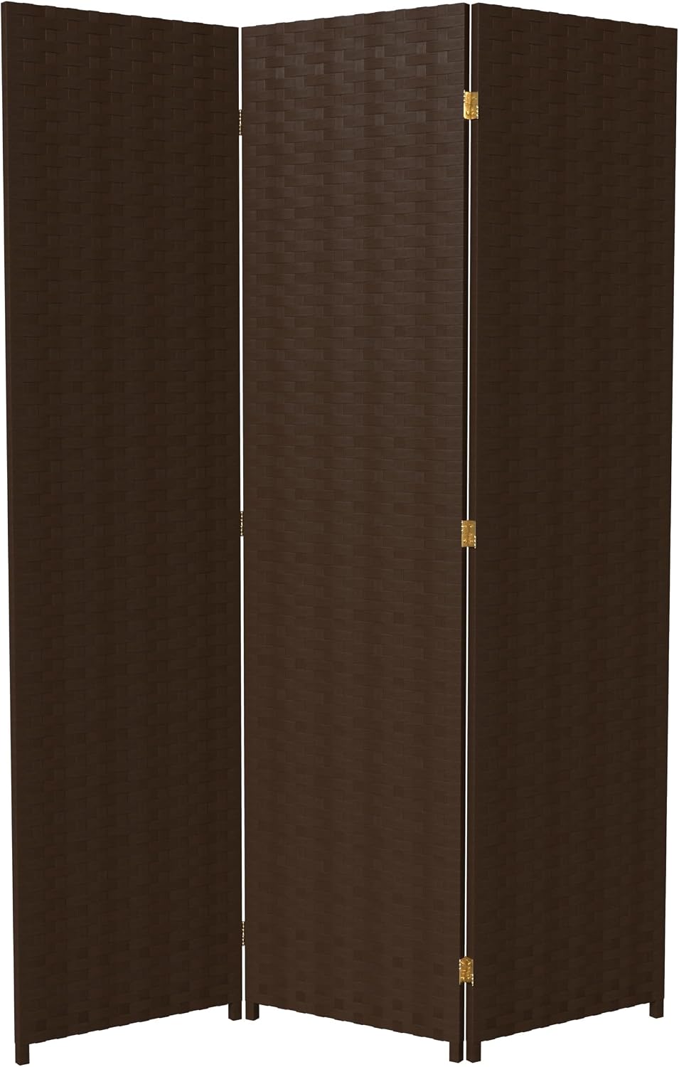 Red Lantern 6 ft. Tall Woven Fiber Room Divider, 3 Panels, Dark Mocha