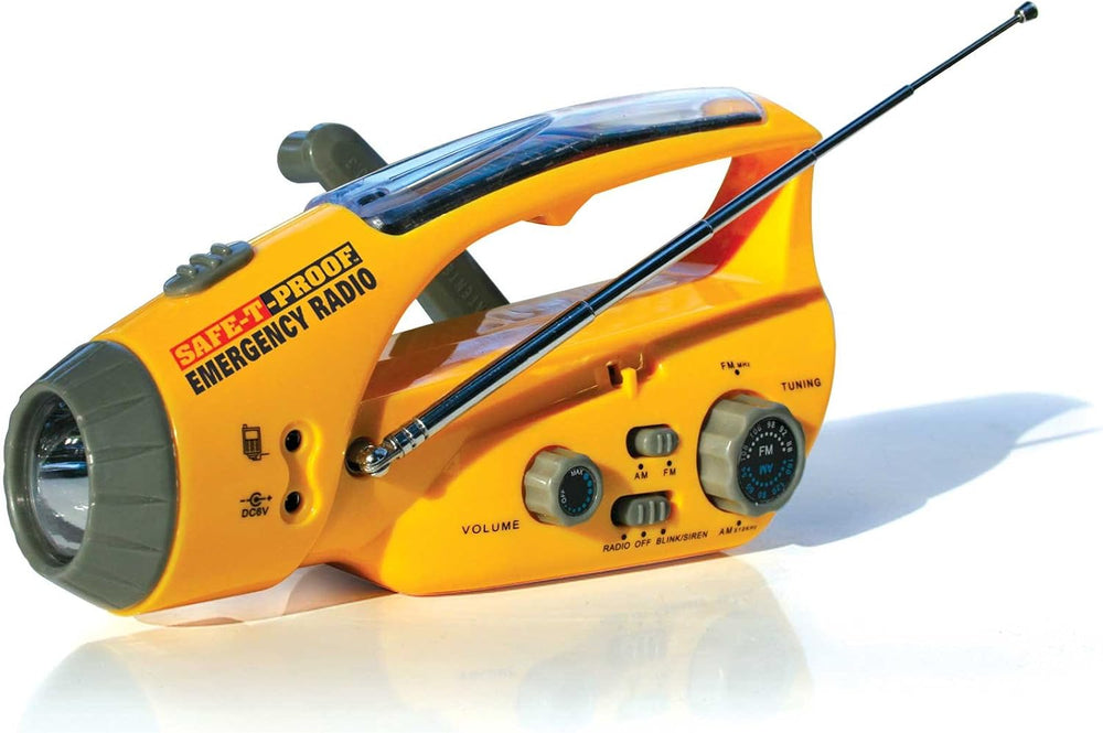 Solar, Hand-Crank Emergency Radio, Flashlight, Beacon, Cell Phone Charger