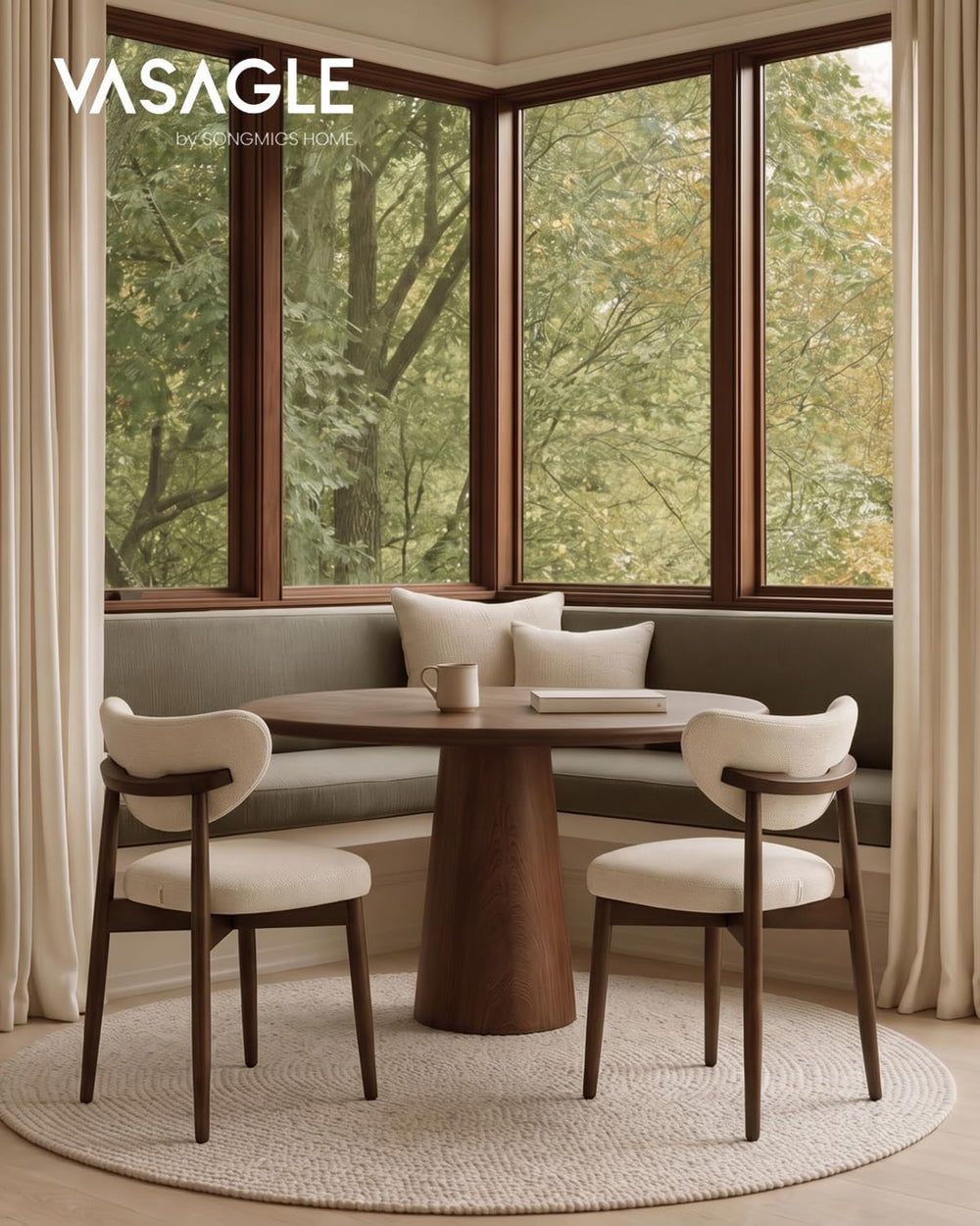 VASAGLE Wooden Dining Chairs Set of 6, Upholstered Kitchen Chairs
