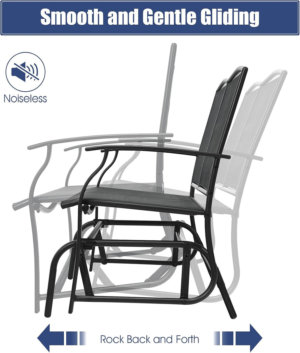 GIANTEX Patio Glider Benches for Outside, Swing Glider Chair w/Steel Frame