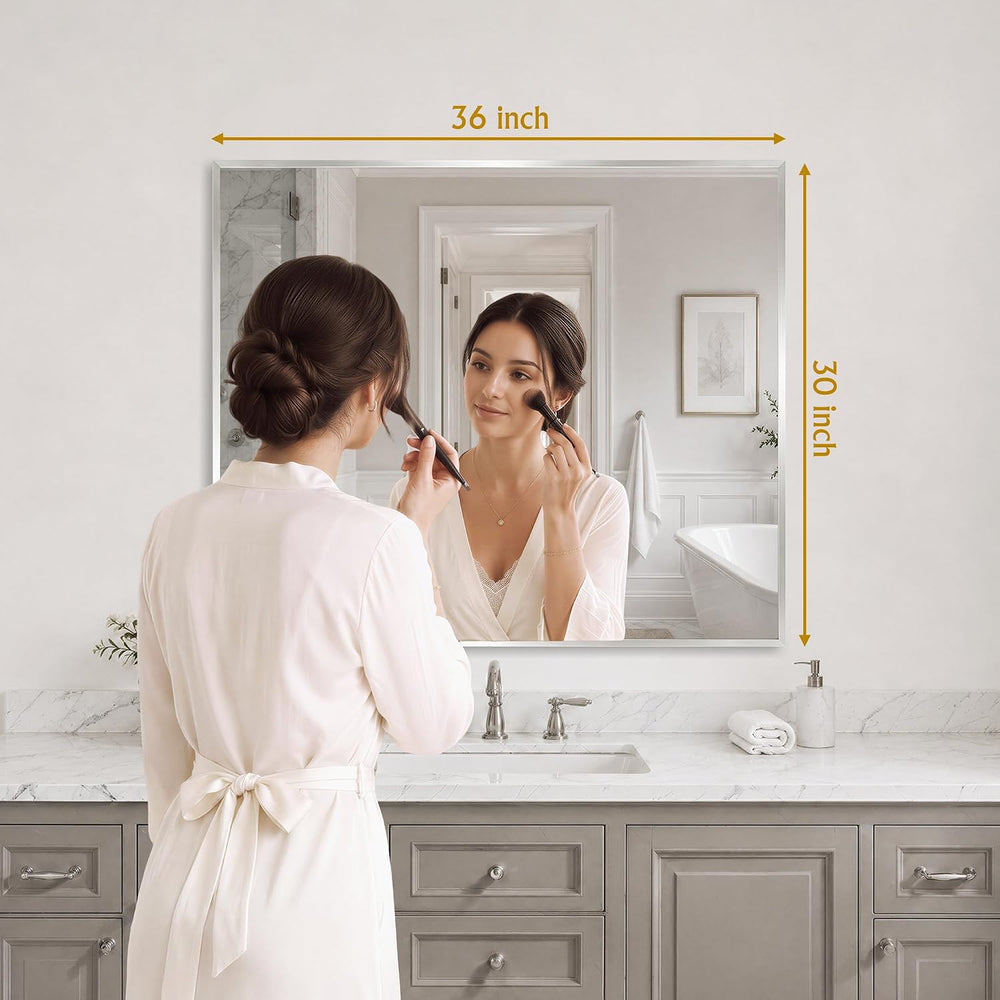 30"x36" Brushed Nickel Mirror Wall Mounted for Over Sink