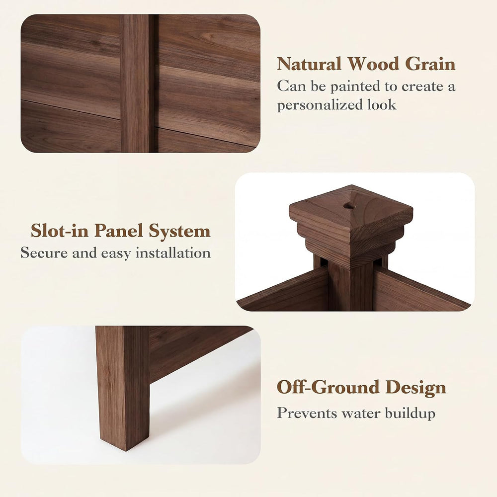 Giantex 4 Panels Wooden Privacy Fence with Stakes, 47" W x 45.5" H,...