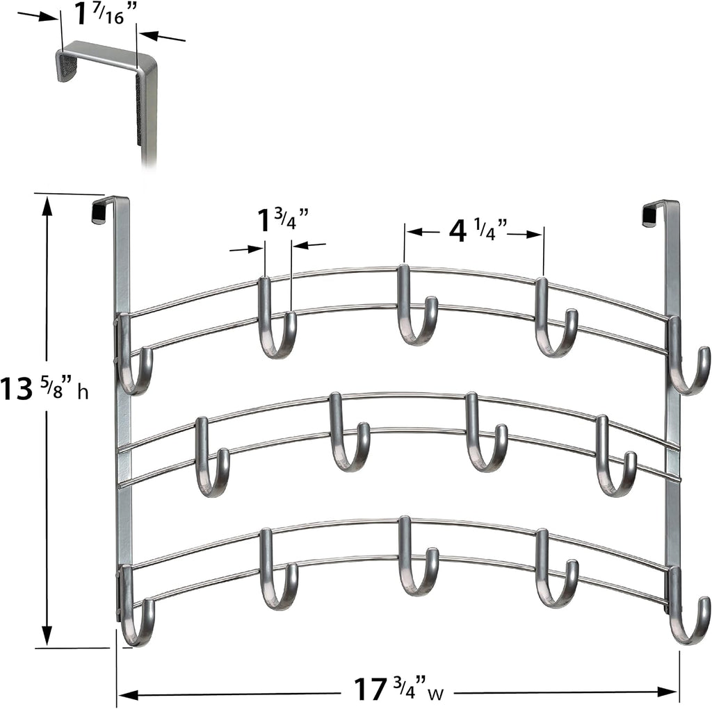 LYNK PROFESSIONAL® HOME™ Over the Door Hooks - 14 Hook – Over the Door Coat Rack - Over the Door Hanger - Hanging Towels or Clothes - Bathroom, Bedroom, Laundry Room - Lifetime Ltd. Warranty, Platinum