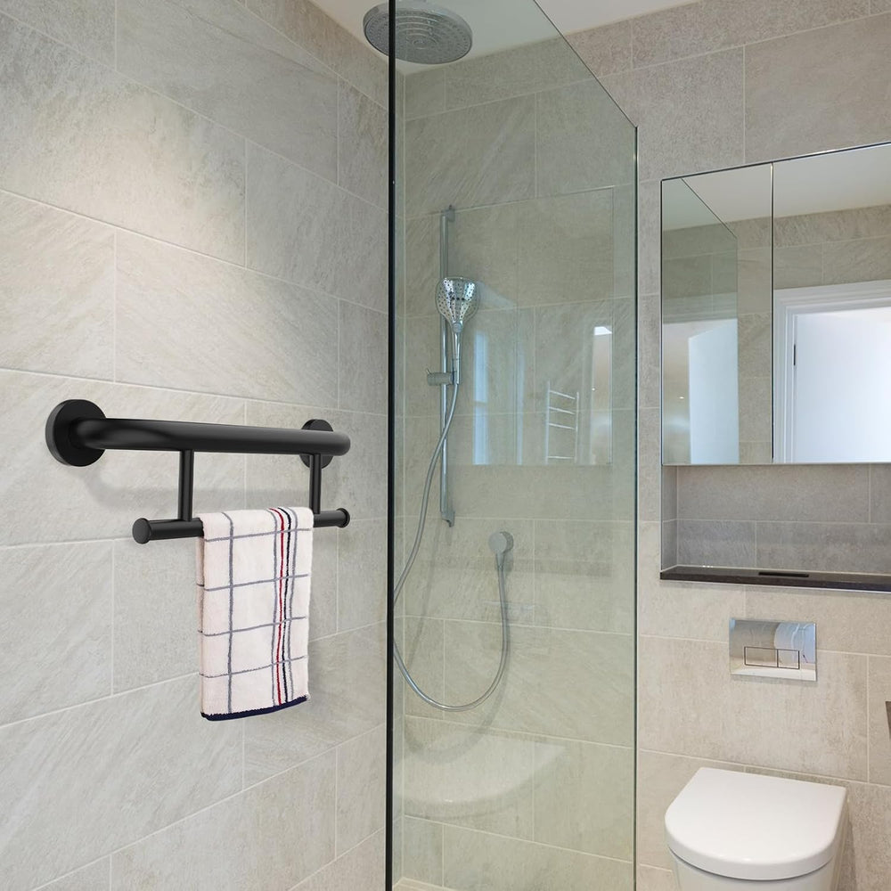 Black Grab Bar with Towel Holder, Grab Bars for Bathtub and shower