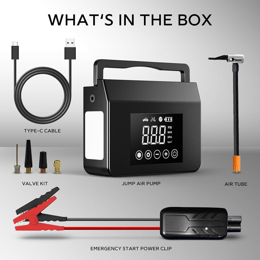 Hieha Portable Car Battery Jump Starter with Air Compressor, 4000A Peak
