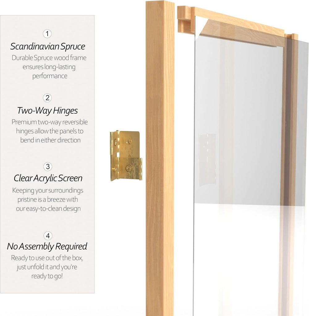4 ft. Short Clear Plastic Partition Natural 3 Panel