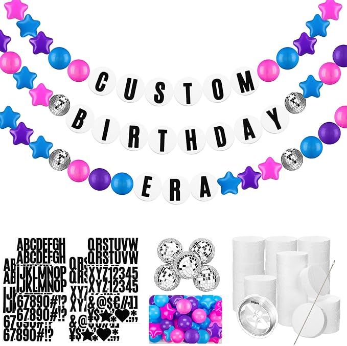 Giant Friendship Bracelet Garland Kit, DIY Birthday Banner with Letters Ball ...