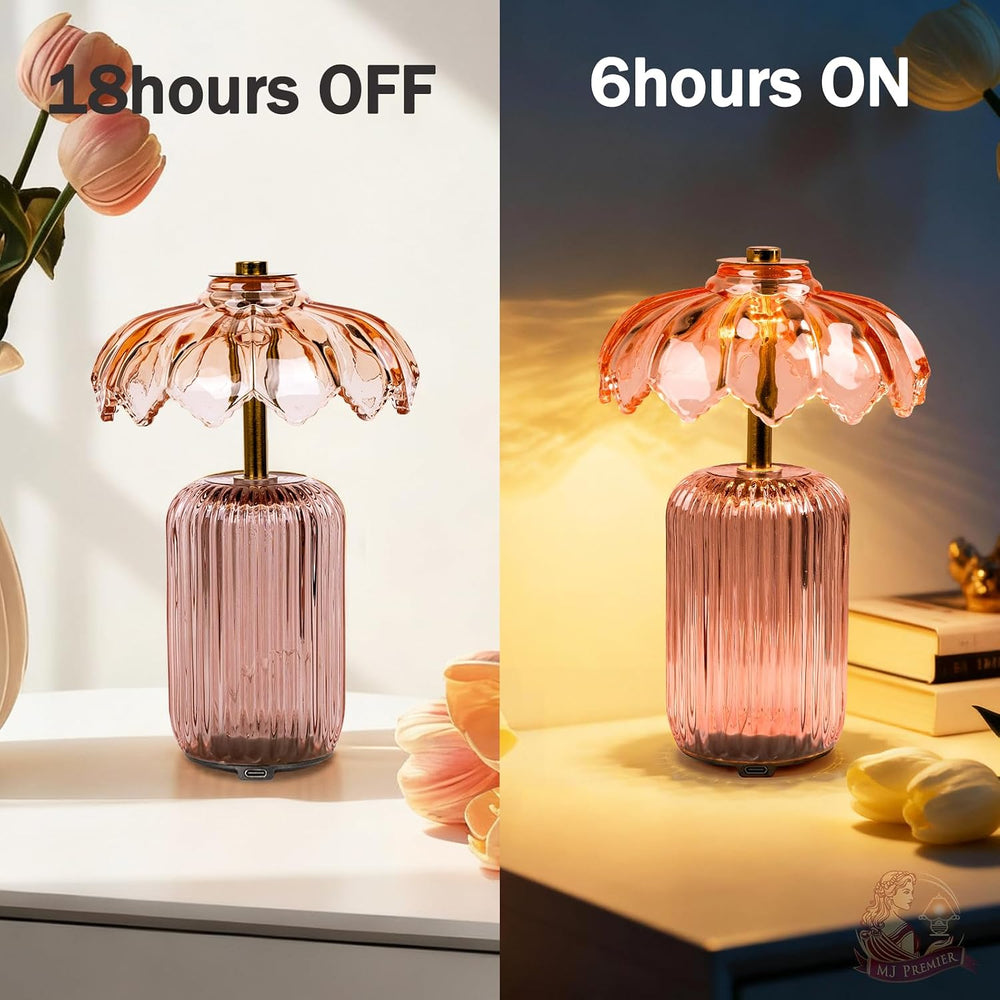 MJ PREMIER Rechargeable Table Lamp, Small Cordless Lamp with Timer, Pink