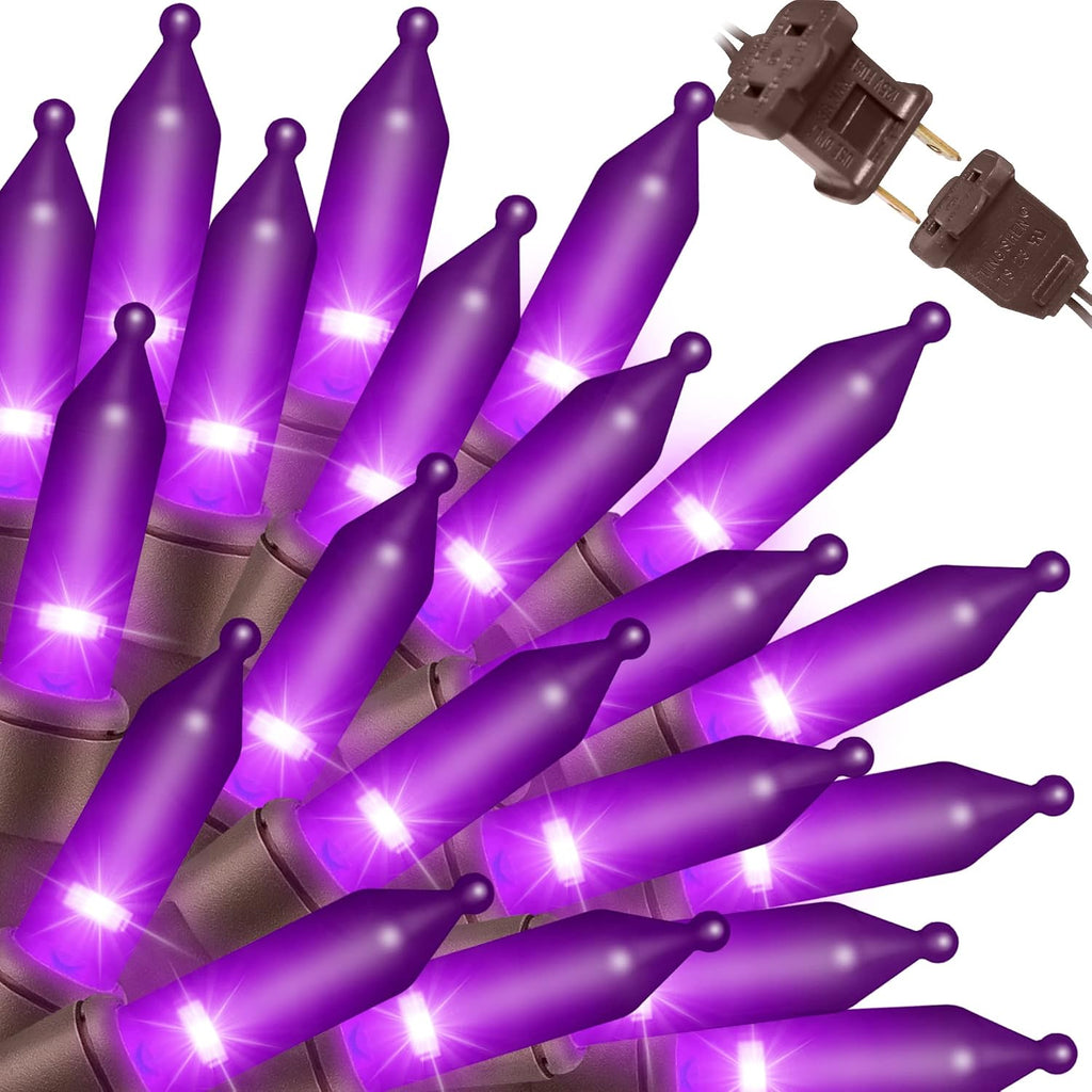 LAMPHOME Purple Halloween Lights, 300 Mini Fairy Lights 63.8ft(2pk of 150L) Halloween String Lighting, Brown Wire Halloween Holiday Décor for Home, Christmas Tree, Bedroom, Patio