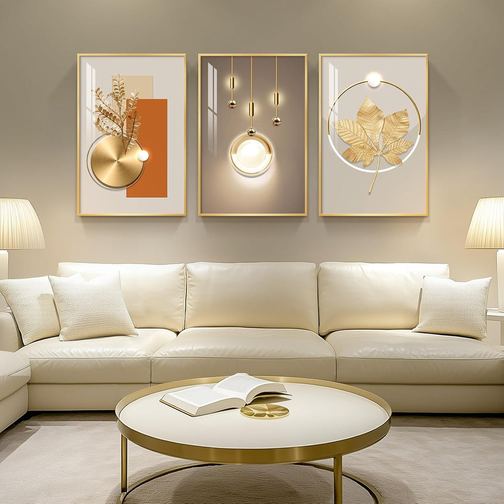 Large Framed Modern Luxury Wall Art for Living Room, 3 Piece 24x36 In